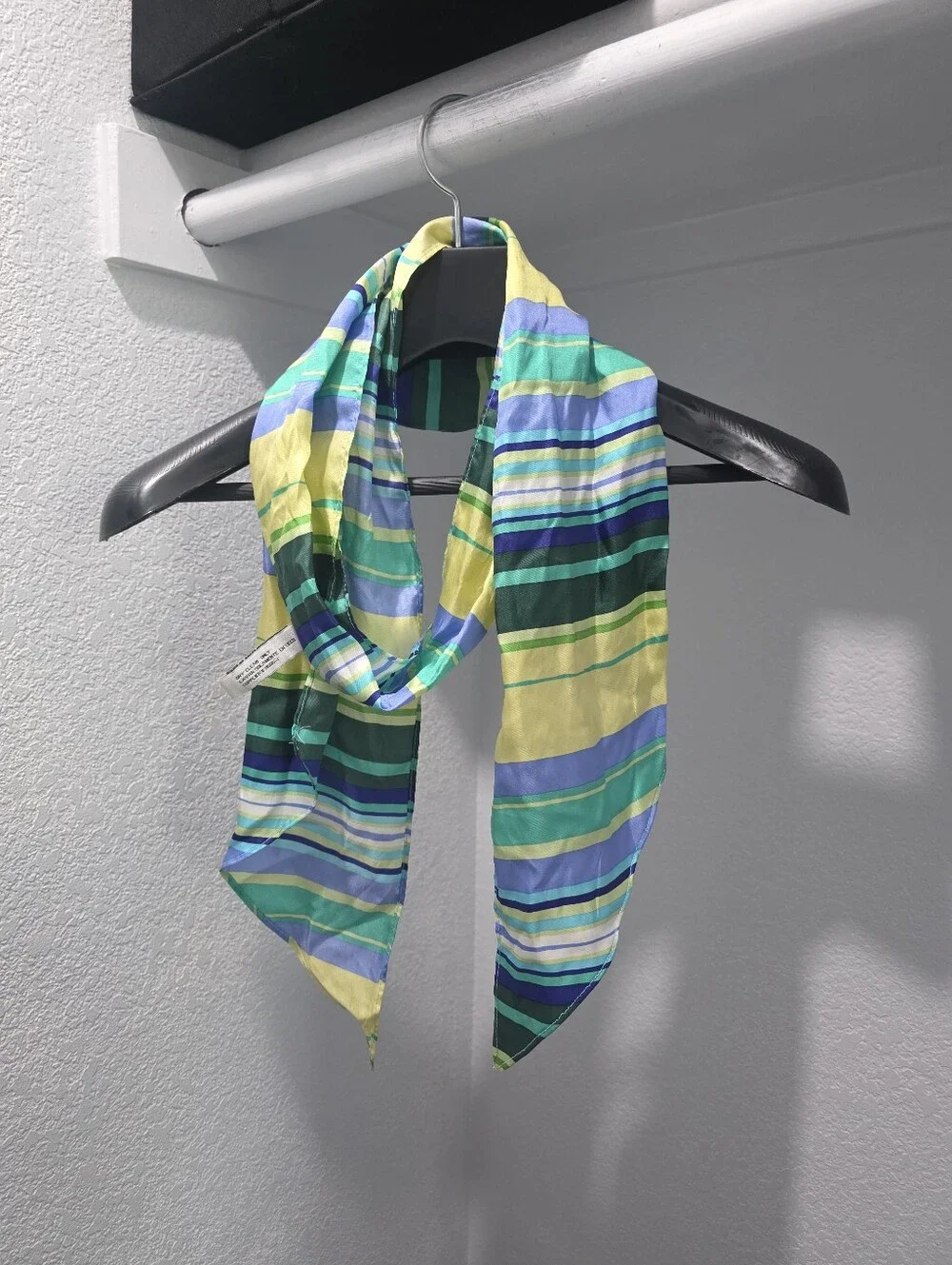 Blue And Green Striped Silk Scarf